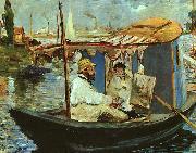 Edouard Manet Claude Monet Working on his Boat in Argenteuil USA oil painting artist
